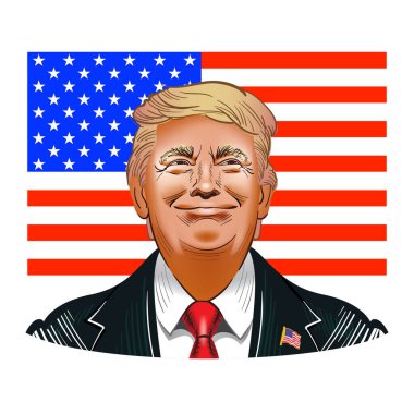 5 Haziran 2020: ABD Başkanı Donald Trump 'ın vektör illüstrasyonu