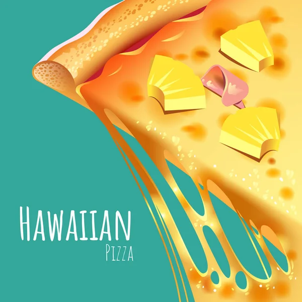 Illustration Vectorielle Une Pizza Hawaïenne Cuite — Image vectorielle