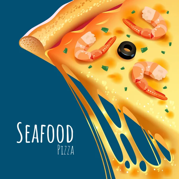 Eine Vektorillustration Einer Gekochten Meeresfrüchte Pizza — Stockvektor