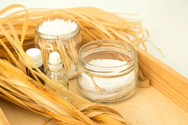 Eco Acessórios Para Cuidados Com Corpo Spa Bast Loofah Cotonetes — Fotografia de Stock