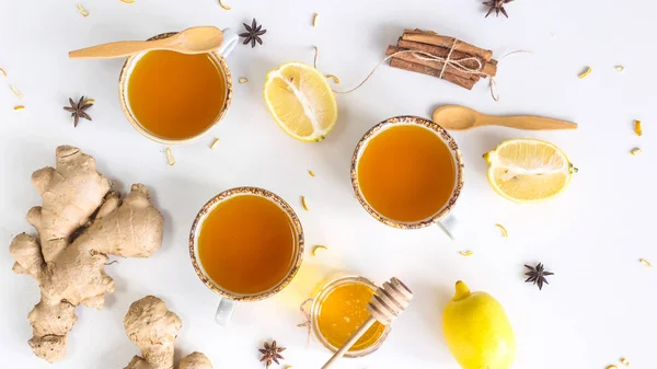 Tee Mit Kurkuma Unter Den Produkten Zur Verbesserung Der Immunität — Stockfoto