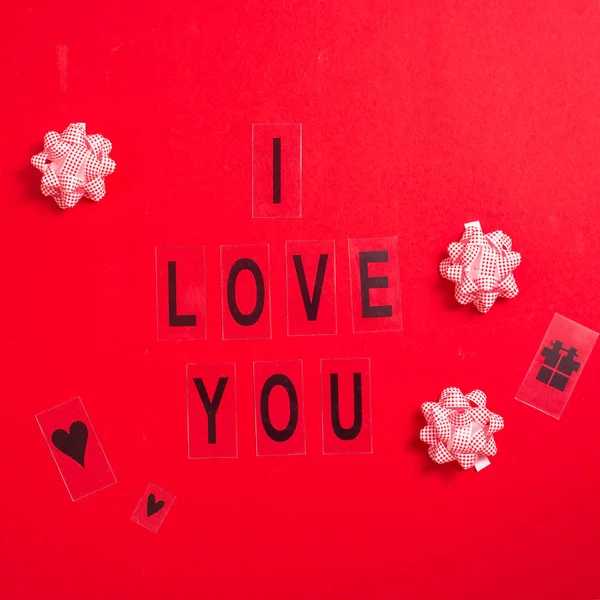 Love You Written Black Letters Bright Red Background Valentine Day — Stock Photo, Image
