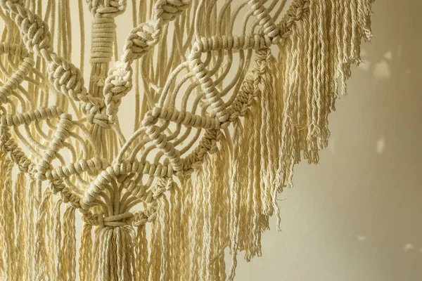 Macrame Panel Inredning Tillverkad Bomull Sladden Flätade Handgjorda Modern Skandinavisk — Stockfoto