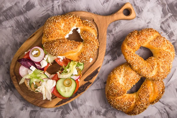 Güzel ve sağlıklı gıda - vegetabl ile vejetaryen sandviç