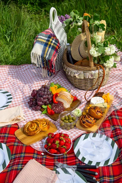 Summer and spring outdoor recreation with delicious beautiful fo — Stock Photo, Image