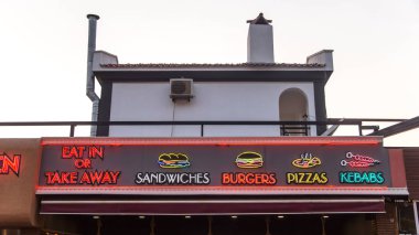 Sokak yemekleri restoran ve barlar Neon parlak işareti
