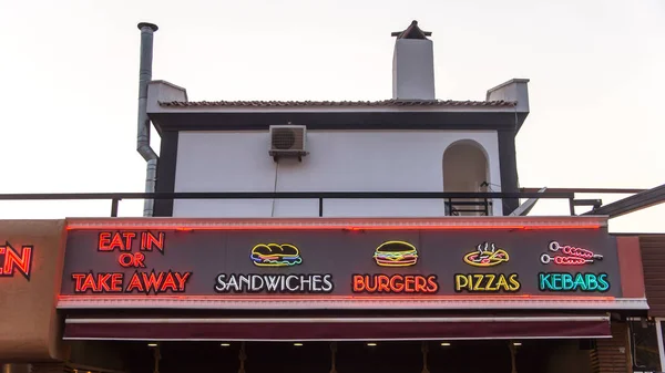 Sokak yemekleri restoran ve barlar Neon parlak işareti