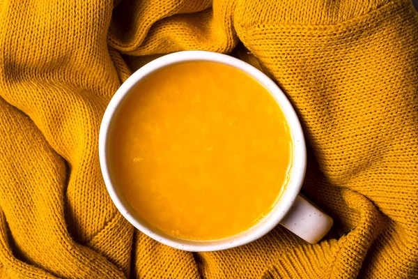 Sıcak deniz dikeni meyve çayı sıcak örme kazak ile. Güz se