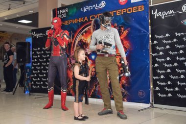 3 Mayıs 2018. Rostov-on-Don. Rusya. Premiere film - Avengers sonsuz savaş onuruna open olayı - süper kahramanlar parti-