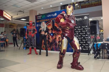 3 Mayıs 2018. Rostov-on-Don. Rusya. Premiere film - Avengers sonsuz savaş onuruna open olayı - süper kahramanlar parti-