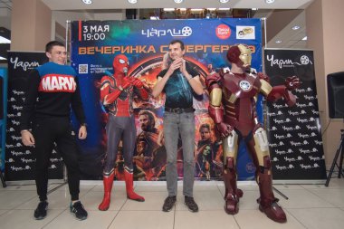 3 Mayıs 2018. Rostov-on-Don. Rusya. Premiere film - Avengers sonsuz savaş onuruna open olayı - süper kahramanlar parti-