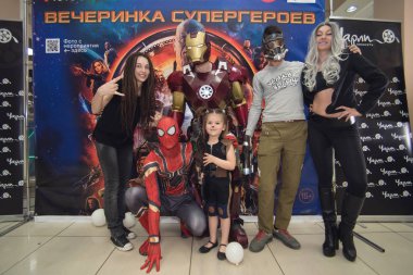 3 Mayıs 2018. Rostov-on-Don. Rusya. Premiere film - Avengers sonsuz savaş onuruna open olayı - süper kahramanlar parti-