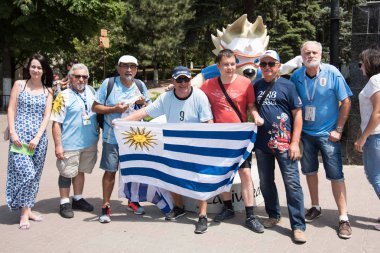 20 Haziran 2018. Rusya. Rostov-on-Don. FIFA Dünya Kupası'nda Uruguay milli takımı'nın hayranları.