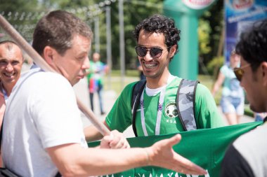 20 Haziran 2018. Rusya. Rostov-on-Don. Suudi Arabistan FIFA Dünya Kupası'nda milli takım hayranları.