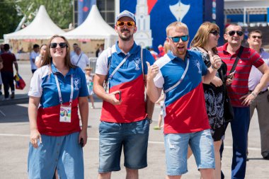 20 Haziran 2018. Rusya. Rostov-on-Don. FIFA Dünya Kupası'nda Rus Milli takım hayranları.
