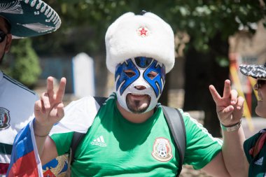 23 Haziran 2018. Rusya. Rostov-on-Don. Meksika Millî Futbol takımının FIFA Dünya Kupası'nda hayranları. Meksika insanlar
