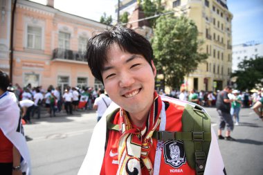 23 Haziran 2018. Rusya. Rostov-on-Don. Hayranları FIFA Dünya Kupası'nda Güney Kore Millî Futbol Takımı. 