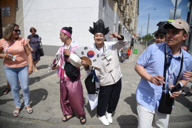 23 Haziran 2018. Rusya. Rostov-on-Don. Hayranları FIFA Dünya Kupası'nda Güney Kore Millî Futbol Takımı. 