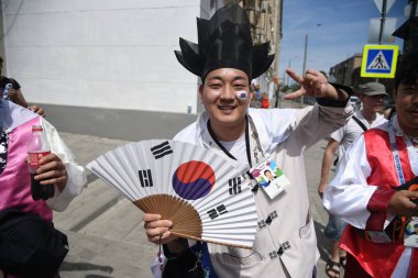 23 Haziran 2018. Rusya. Rostov-on-Don. Hayranları FIFA Dünya Kupası'nda Güney Kore Millî Futbol Takımı. 