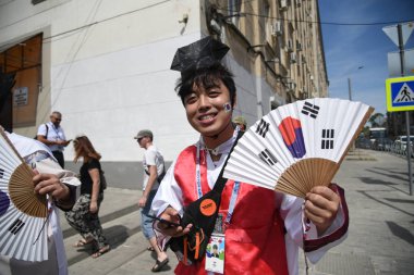 23 Haziran 2018. Rusya. Rostov-on-Don. Hayranları FIFA Dünya Kupası'nda Güney Kore Millî Futbol Takımı. 