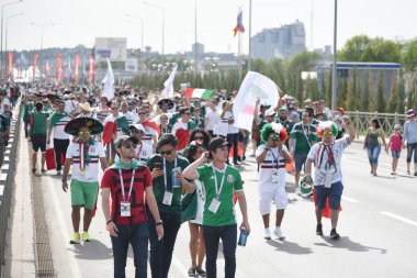 23 Haziran 2018. Rusya. Rostov-on-Don. Meksika Millî Futbol takımının FIFA Dünya Kupası'nda hayranları. Meksika insanlar