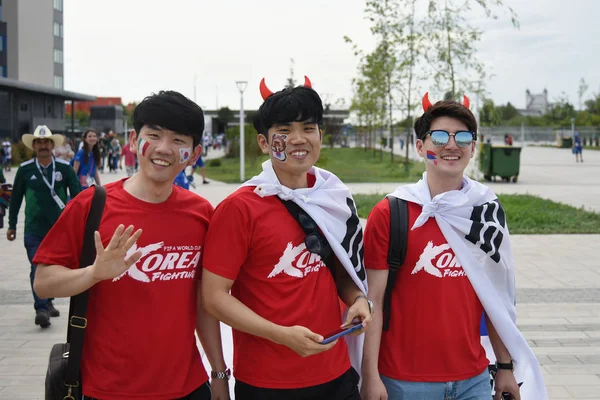 23 Haziran 2018. Rusya. Rostov-on-Don. Hayranları FIFA Dünya Kupası'nda Güney Kore Millî Futbol Takımı. 