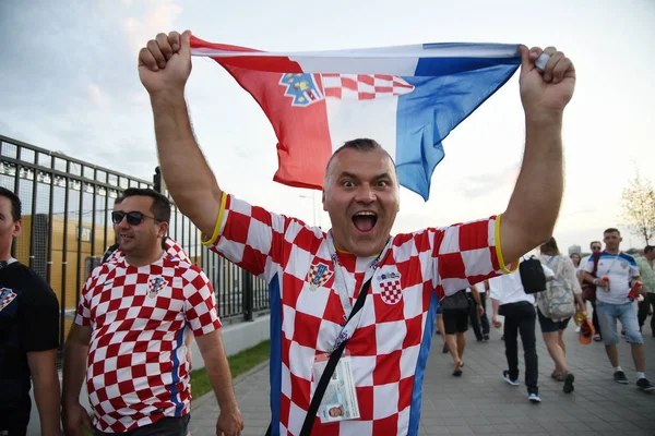 Ιουνίου 2018 Ροστόφ Ντον Ρωσία Ανεμιστήρα Ποδόσφαιρο Κροατίας Άνθρωπος Στηρίζει — Φωτογραφία Αρχείου