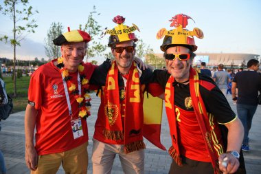 25 Haziran 2018. Rostov-on-Don. Rusya. Belçika futbol taraftarları destek ekibi, FIFA Dünya Kupası'nda Belçika.