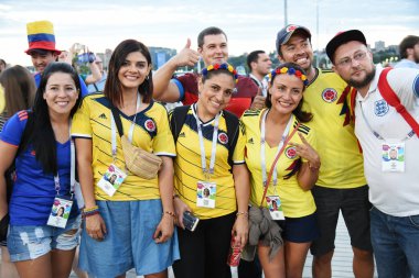 25 Haziran 2018. Rostov-on-Don. Rusya. Belçika futbol taraftarları destek ekibi, FIFA Dünya Kupası'nda Belçika.