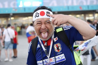 2 Temmuz 2018. Rostov-on-Don. Rusya. FIFA Dünya Kupası'nda Japonya Milli Takımı'nın futbol taraftarları.