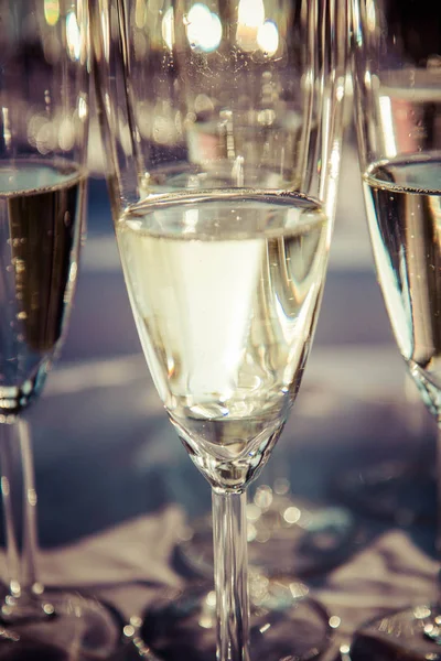 Champagne Fluit Glazen Een Bruiloft — Stockfoto