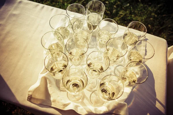 Champagne Fluit Glazen Een Bruiloft — Stockfoto