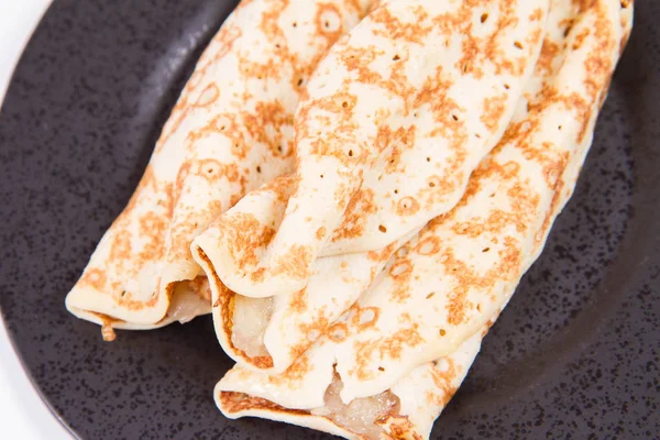 Pannkakor Fyllda Med Bräserad Äpplen — Stockfoto