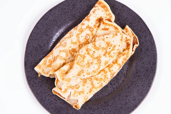 Pannkakor Fyllda Med Bräserad Äpplen — Stockfoto