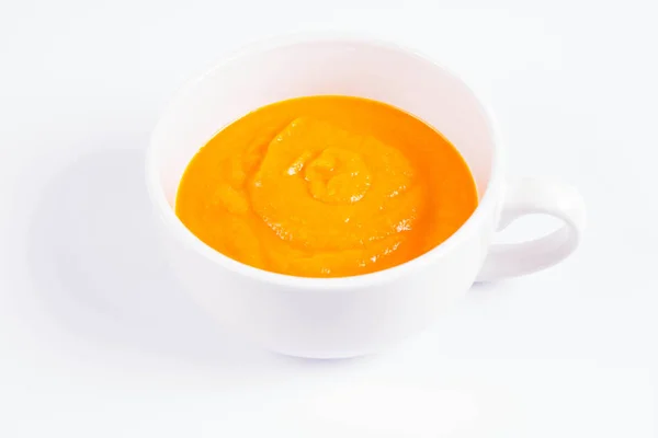 Kürbissuppe Einer Schüssel Auf Weißem Hintergrund — Stockfoto