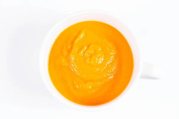 Sopa Calabaza Tazón Sobre Fondo Blanco — Foto de Stock