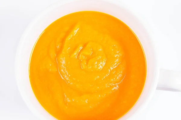 Sopa Calabaza Tazón Sobre Fondo Blanco — Foto de Stock