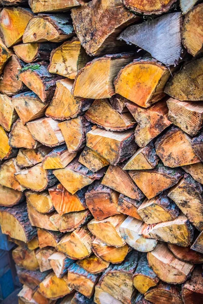 Stapel Gehakt Brandhout Voorbereid Voor Winter — Stockfoto