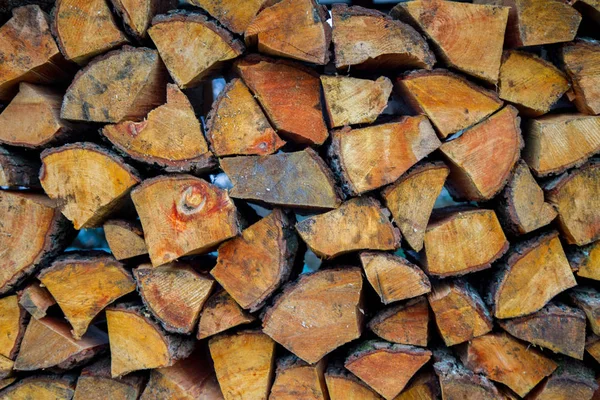 Stapel Gehakt Brandhout Voorbereid Voor Winter — Stockfoto