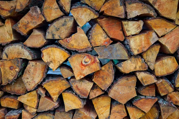 Stapel Gehakt Brandhout Voorbereid Voor Winter — Stockfoto