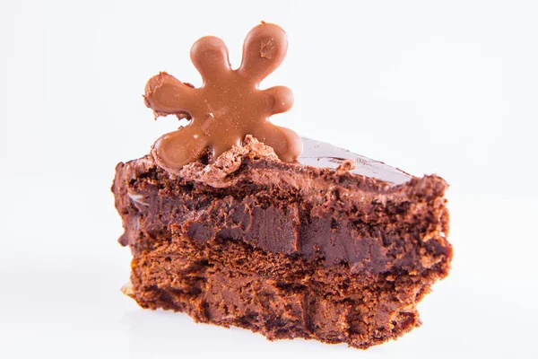 Tort Ciocolată Felie Fundal Alb — Fotografie, imagine de stoc