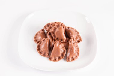 Pierogi - çikolata tadı peynir ile geleneksel Lehçe köfte denilen