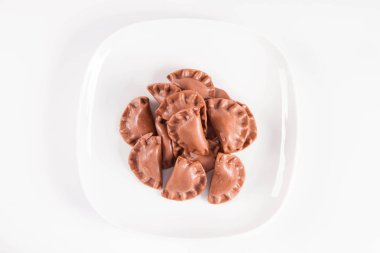 Pierogi - çikolata tadı peynir ile geleneksel Lehçe köfte denilen