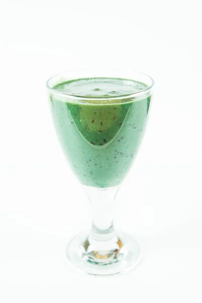 Banaan Bosbessen Smoothie Met Spirulina Een Glas — Stockfoto