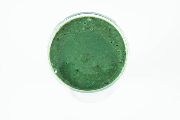 Batido Banana Mirtilo Com Espirulina Copo — Fotografia de Stock