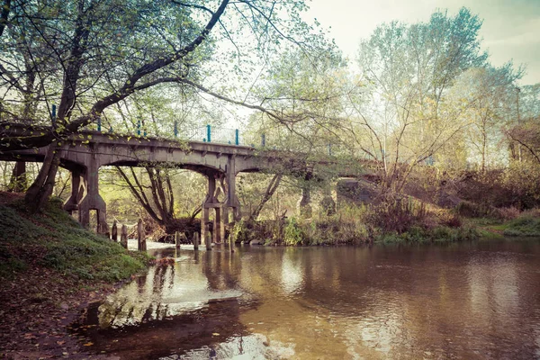 Most Řece Swider Polské Masovii Podzim — Stock fotografie