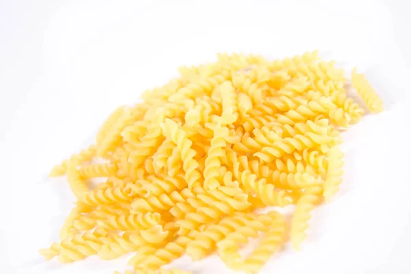 Raw Fusilli Pasta White Background — Stock Photo, Image