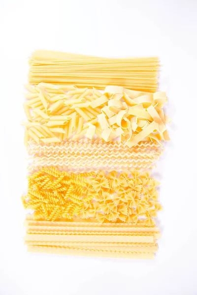 Different Types Pasta White Background — Stock Photo, Image