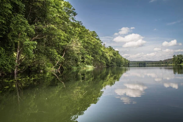 Lago Con Foresta Intorno Una Giornata Sole — Foto Stock