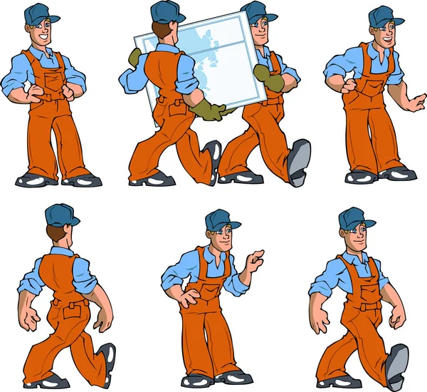 Ilustración Vectorial Hombre Mono Trabajo Asistentes Personas Que Trabajan Profesionales — Vector de stock